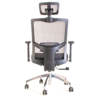 Silla de oficina ergonómica MASKA-1 con respaldo en malla, cabecero y base de aluminio