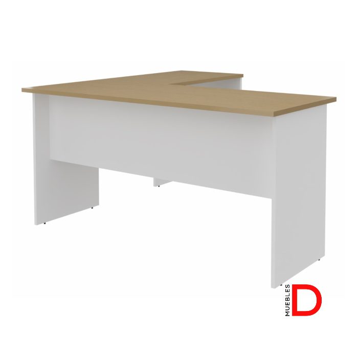 Estación Simple 150x140 h75 cm, escritorio con superficie de melamina blanca, diseño recto y elegante, ideal para oficinas y espacios de trabajo.