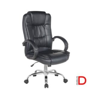 Sillón Adriatic Reloaded respaldo alto en ecocuero negro con base cromada y mecanismo reclinable