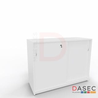 Gabinete Puertas Correderas Alto 75 cm, fabricado en melamina, con puertas correderas y cantos con PVC, disponible en diversos tamaños y colores.