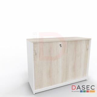 Gabinete Puertas Correderas Alto 75 cm, fabricado en melamina, con puertas correderas y cantos con PVC, disponible en diversos tamaños y colores.
