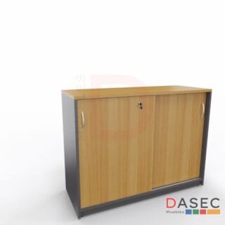 Gabinete Puertas Correderas Alto 75 cm, fabricado en melamina, con puertas correderas y cantos con PVC, disponible en diversos tamaños y colores.