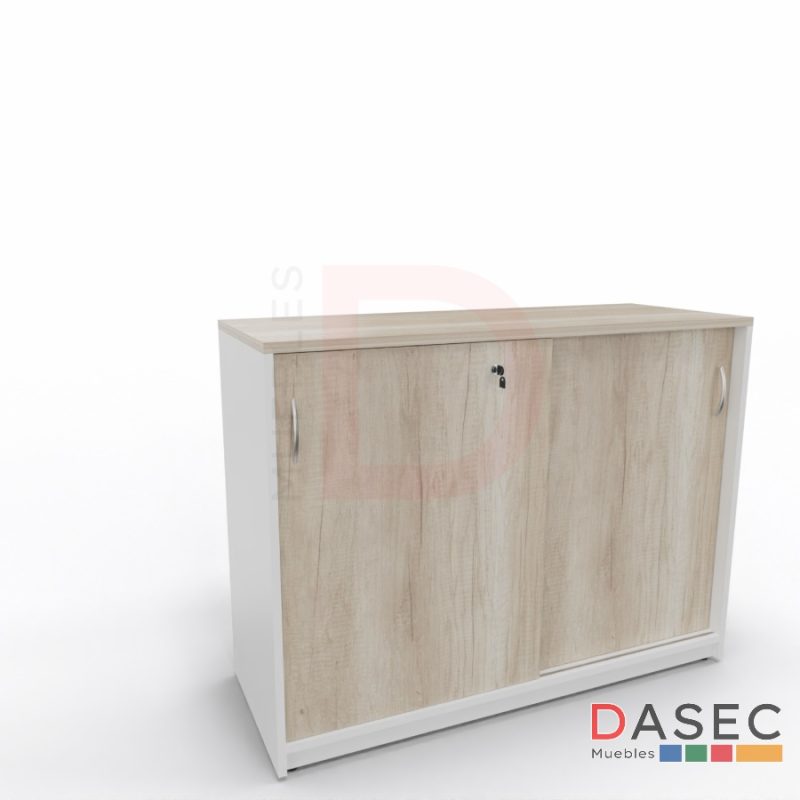 Gabinete con puertas de correderas para almacenamiento práctico en Proyectos Mobiliarios Dasec