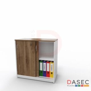 Gabinete Puertas Correderas Alto 75 cm, fabricado en melamina, con puertas correderas y cantos con PVC, disponible en diversos tamaños y colores.