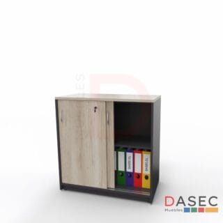 Gabinete Puertas Correderas Alto 75 cm, fabricado en melamina, con puertas correderas y cantos con PVC, disponible en diversos tamaños y colores.
