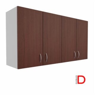 Gabinete colgante de 4 puertas de 80 cm de altura y 40 cm de profundidad, con instalación fácil, capacidad para archivadores a doble altura, repisas móviles ajustables, y disponible en varios anchos y colores.