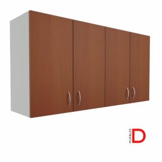 Gabinete colgante de 4 puertas de 80 cm de altura y 40 cm de profundidad, con instalación fácil, capacidad para archivadores a doble altura, repisas móviles ajustables, y disponible en varios anchos y colores.
