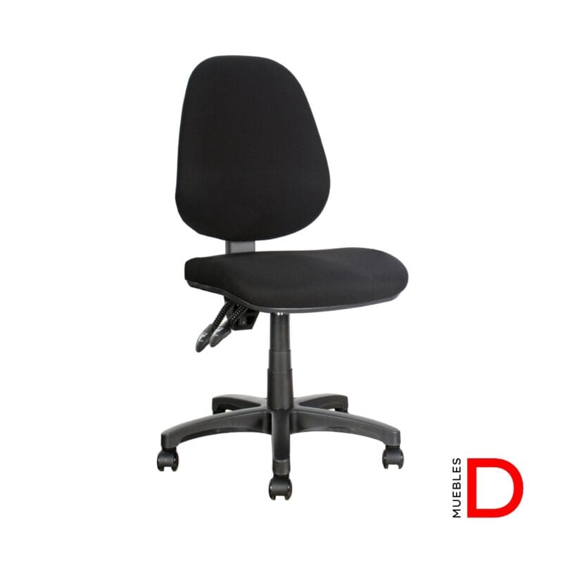 Silla ergonómica con respaldo de tela regulable, asiento tapizado en tela, base de nylon y ruedas de PU.