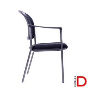 Silla Confort Malla con respaldo de malla transpirable y estructura de acero apilable, ideal para oficinas y salas de espera.