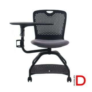 Silla Universitaria Tiber de Dasec con respaldo de polipropileno, paleta plegable movible en 360º y porta libros.