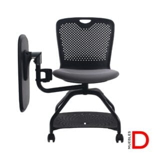 Silla Universitaria Tiber de Dasec con respaldo de polipropileno, paleta plegable movible en 360º y porta libros.