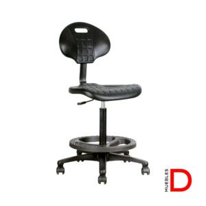 Silla Tulip Cajero de Dasec ergonómica con respaldo y asiento de PU, base de nylon y aro apoya pies.