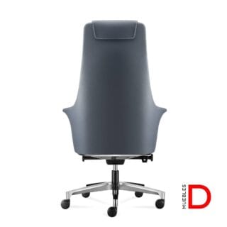 Silla Accord ergonómica con base de aluminio pulido, respaldo y asiento tapizados en PU negro.