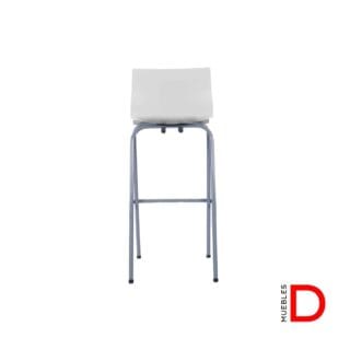 Silla Cob con estructura de acero pintado gris, asiento y respaldo de PP negro o blanco, y apoya pies integrado.