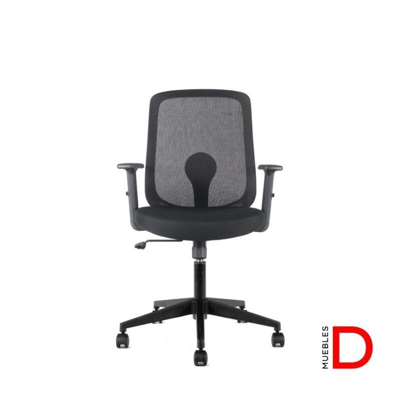 Silla Dot con mecanismo sincrónico, respaldo de malla, ajuste lumbar y apoyabrazos ajustables, base de nylon y ruedas de PU.