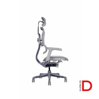 Silla Ergohuman Elite Malla con mecanismo sincrónico, apoya cabeza regulable, respaldo de malla, apoyabrazos ajustables y base de aluminio.