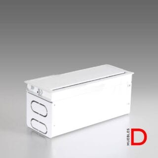 Go Box Doble: caja de conexiones eléctricas con tapa de aluminio y burlete con cepillo, diseñada para dos módulos eléctricos.