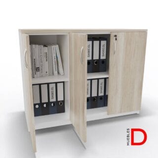 Gabinete de oficina DASEC de 3 puertas y 90 cm de alto con repisas ajustable