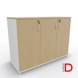Gabinete de oficina DASEC de 3 puertas y 90 cm de alto con repisas ajustable