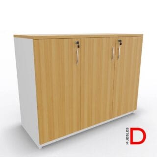 Gabinete de oficina DASEC de 3 puertas y 90 cm de alto con repisas ajustable