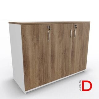 Gabinete de oficina DASEC de 3 puertas y 90 cm de alto con repisas ajustable