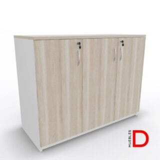 Gabinete de oficina DASEC de 3 puertas y 90 cm de alto con repisas ajustable