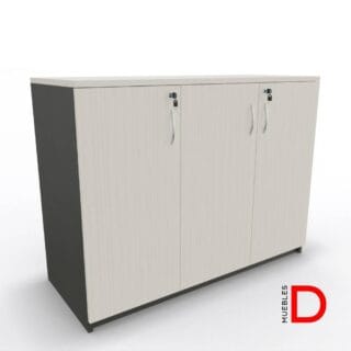 Gabinete de oficina DASEC de 3 puertas y 90 cm de alto con repisas ajustable