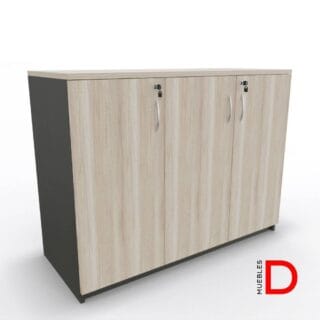 Gabinete de oficina DASEC de 3 puertas y 90 cm de alto con repisas ajustable