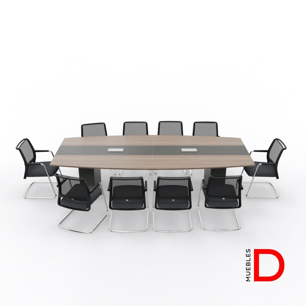 Mesa de reunión Imperium 320 DASEC en melamina grafito y toscana, para 10 personas, ideal para salas ejecutivas