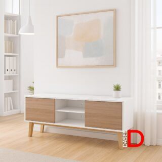 Gabinete bajo Lucca 2 puertas de melamina con patas de madera para oficina moderna