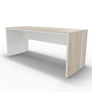 Escritorio Recto Nórdica blanco con cubierta y costado en madera clara