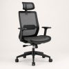 Silla ejecutiva Apolo negra con cabecero ajustable, respaldo y asiento de malla
