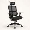 Silla ergonómica G3 negra con cabecero, respaldo segmentado y soporte lumbar